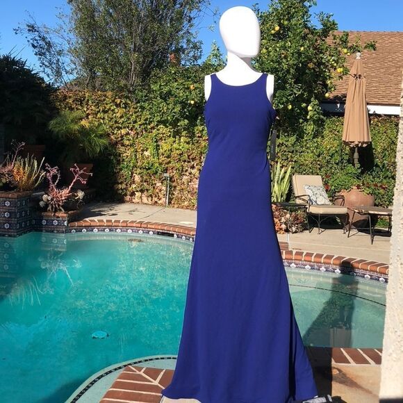 Sequin Hearts Beaded Ruffle Back Scuba Gown Sz 1 - Picture 2 of 8